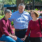 Photo of a family on the campus of Florida State University during Parents' Weekend